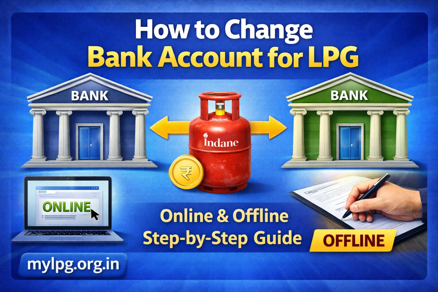How to change bank account for LPG online and offline step by step guide thumbnail mylpg.org.in